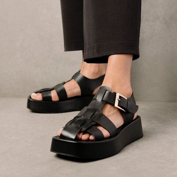 Svegan Shoes - Svegan ALOHAS Scenic Black Fisherman Sandal Size 40 US 9 Platform Made In Spain